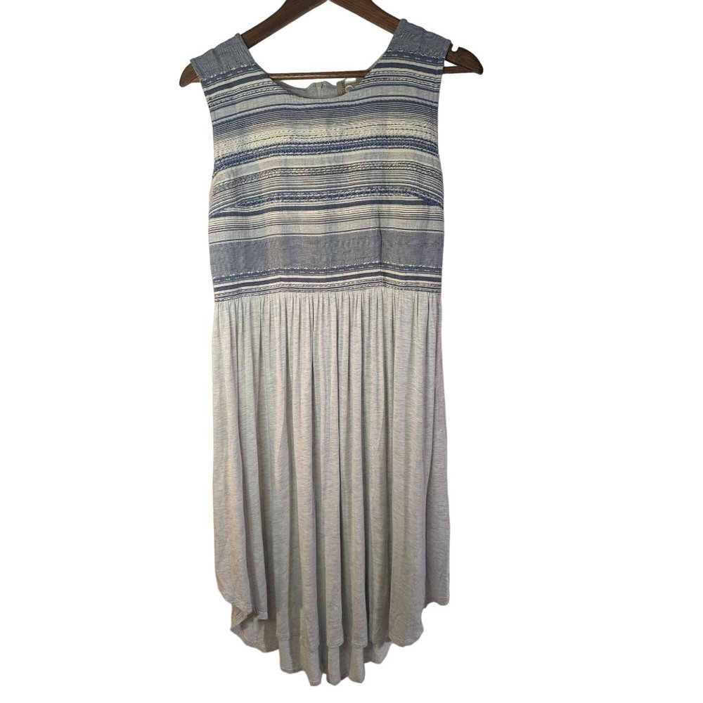 Anthropologie Dolan Left Coast Grey Sleeveless Woven Pattern Bodice Dress sz L